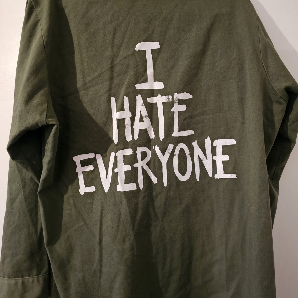 Jac Vanek Olive Green Military Field Jacket with Embroidered Patches